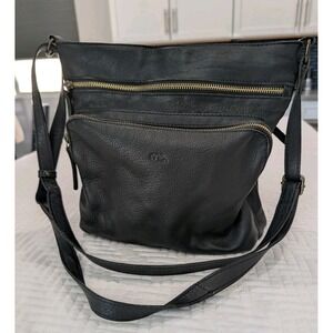 Mou‎ Meraki Black Leather Crossbody Purse Handbags Crossover Bag Organizer
